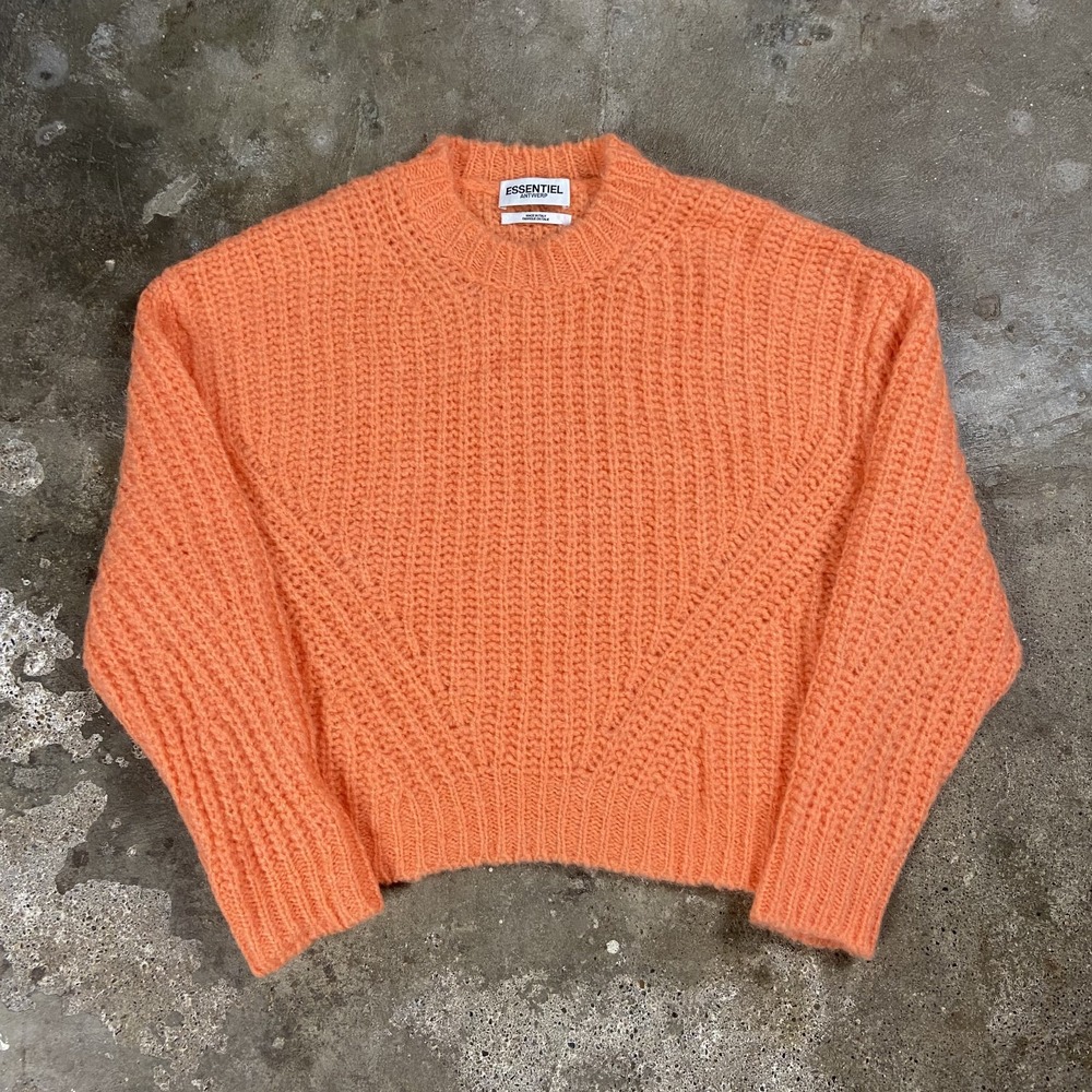 Essentiel Antwerp Knit Sweater Size Small Orange Mock Neck Pullover Italy
